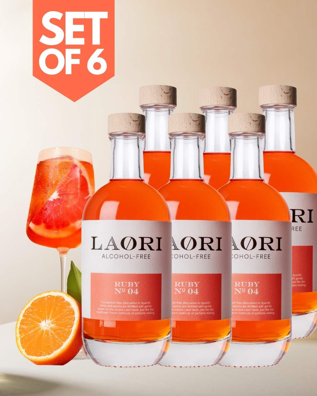 Set of 6: Laori Ruby No 04 - Italian Spritz