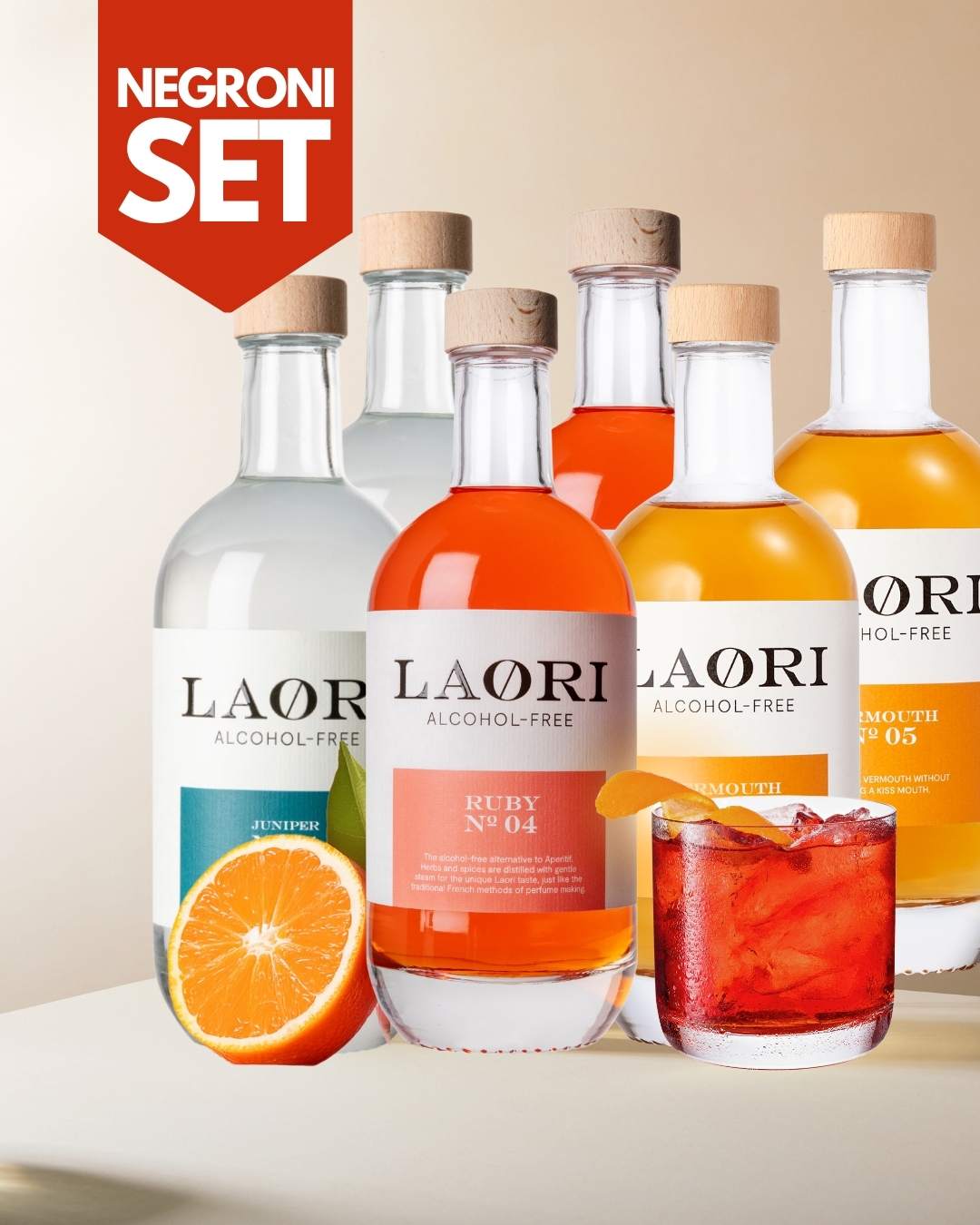 Großes NEGRONI SET MIT RUBY, VERMOUTH, JUNIPER